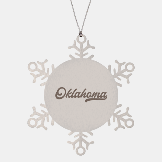 Oklahoma Pride Moving Away Ornament, Gifts, Snowflake Ornament, Christmas, Stocking Stuffer