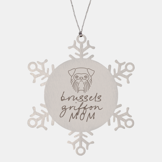 Brussels griffon Dog Mom Ornament, Gifts, Snowflake Ornament, Christmas, Stocking Stuffer