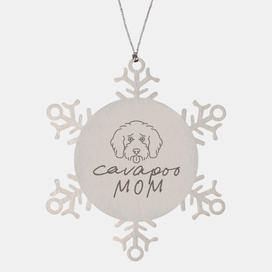 Cavapoo Dog Mom Ornament, Gifts, Snowflake Ornament, Christmas, Stocking Stuffer