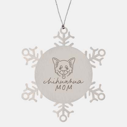 Chihuahua Dog Mom Ornament, Gifts, Snowflake Ornament, Christmas, Stocking Stuffer