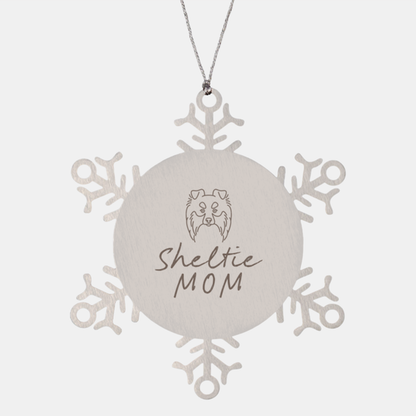 Sheltie Dog Mom Ornament, Gifts, Snowflake Ornament, Christmas, Stocking Stuffer