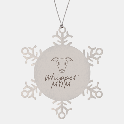 Whippet Dog Mom Ornament, Gifts, Snowflake Ornament, Christmas, Stocking Stuffer