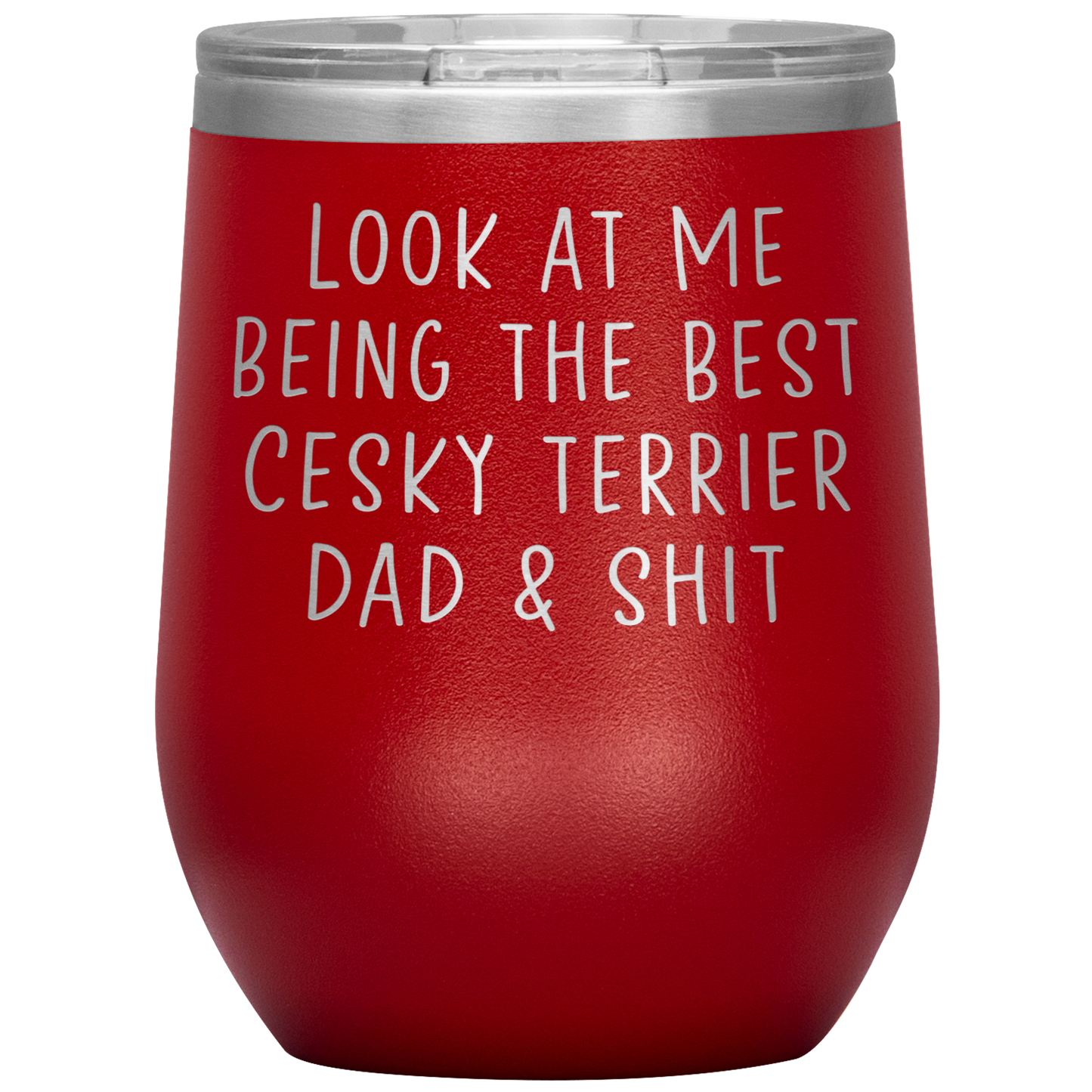 Cesky Terrier Dad Wine Tumbler, Funny Gifts, Travel Wine Cup, Birthday Gifts for Men and Women