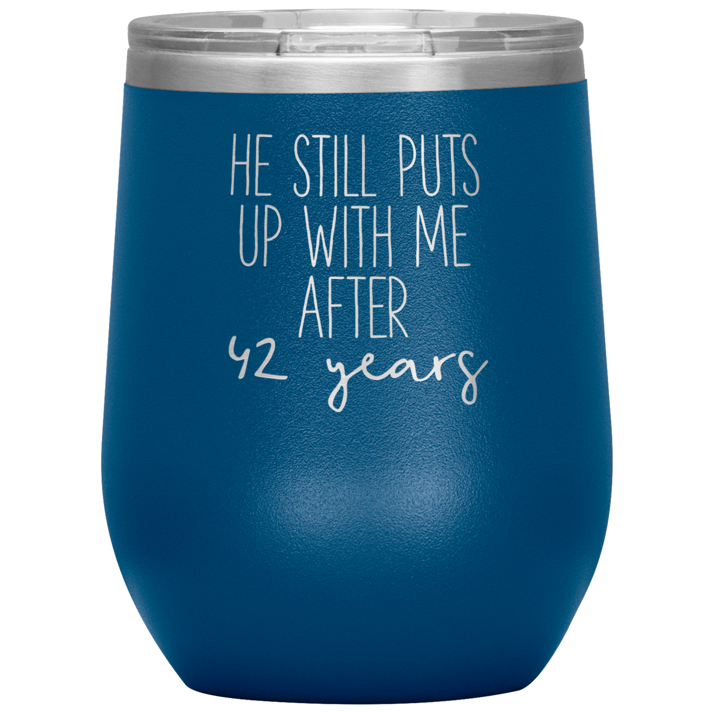 42nd Anniversary Wine Tumbler, Gifts, Travel Wine Cup, Birthday Gifts for Men and Women