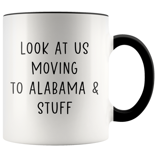 Moving to Alabama Gifts, Moving Away Coffee Mug, Two Tone Accent Cup, Birthday Gift for Men and Women