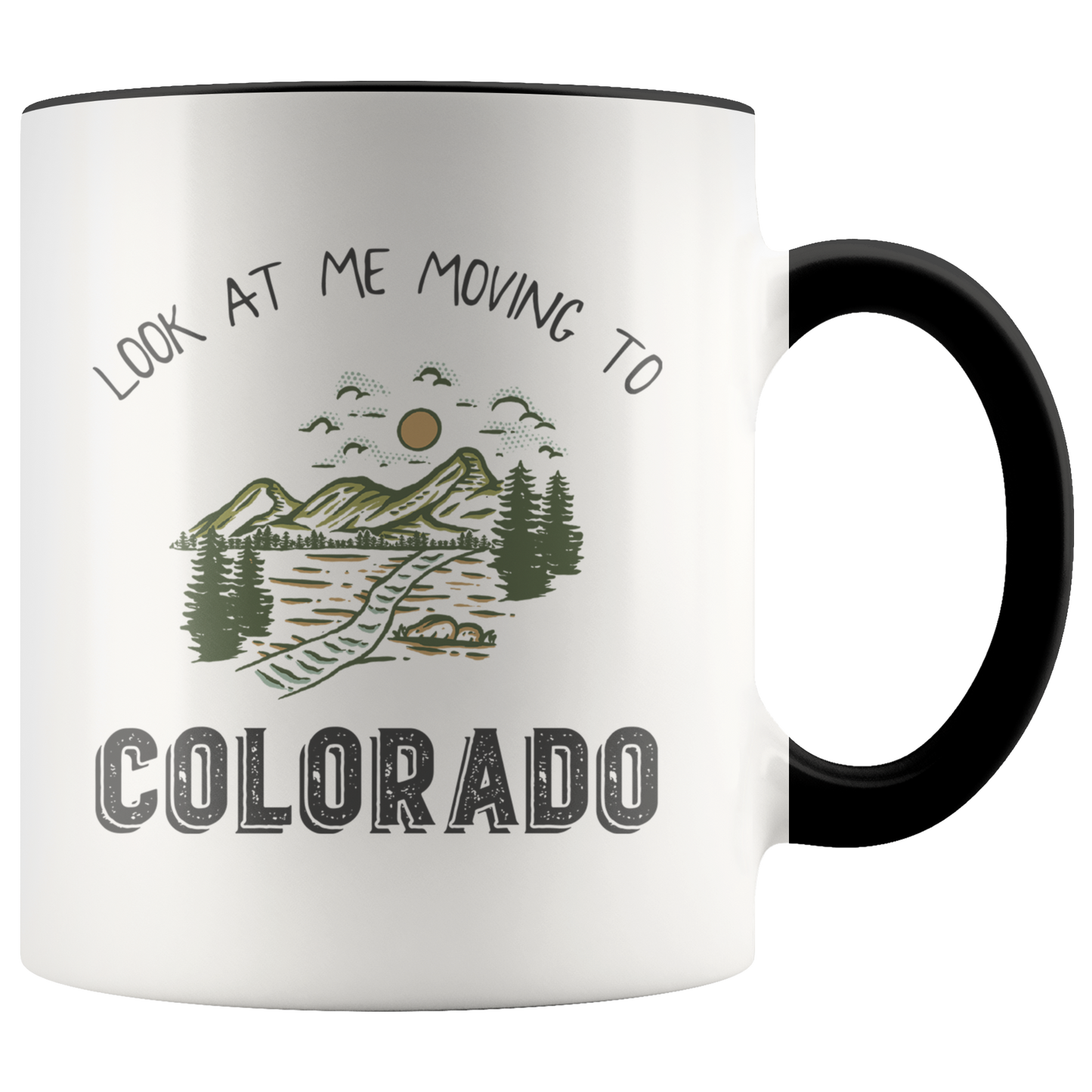 Moving to Colorado Gifts, Moving Away Coffee Mug, Two Tone Accent Cup, Birthday Gift for Men and Women