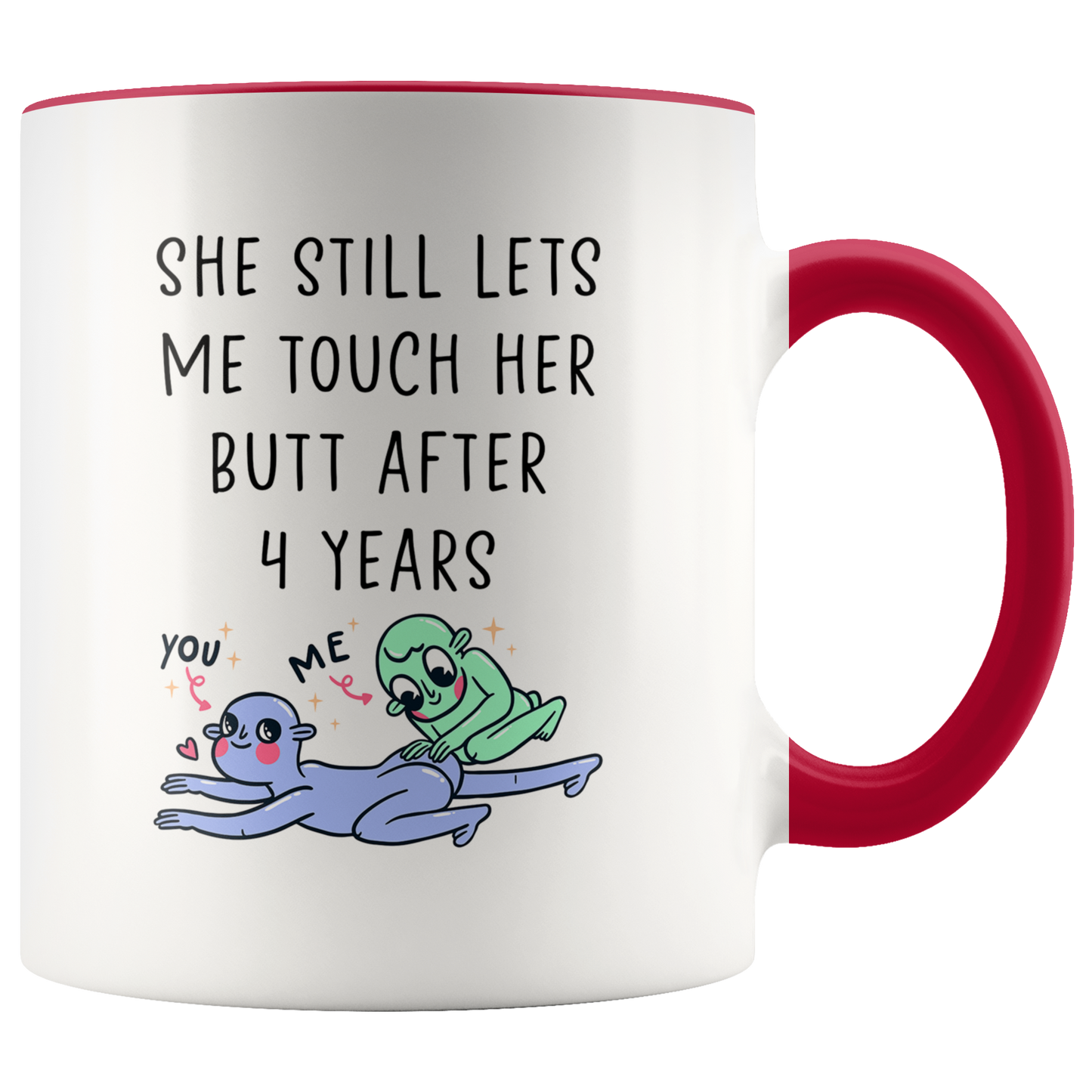 4th Anniversary Husband Accent Mug, 4 Year Anniversary Gifts, Coffee Mug, Birthday Gifts for Men and Women