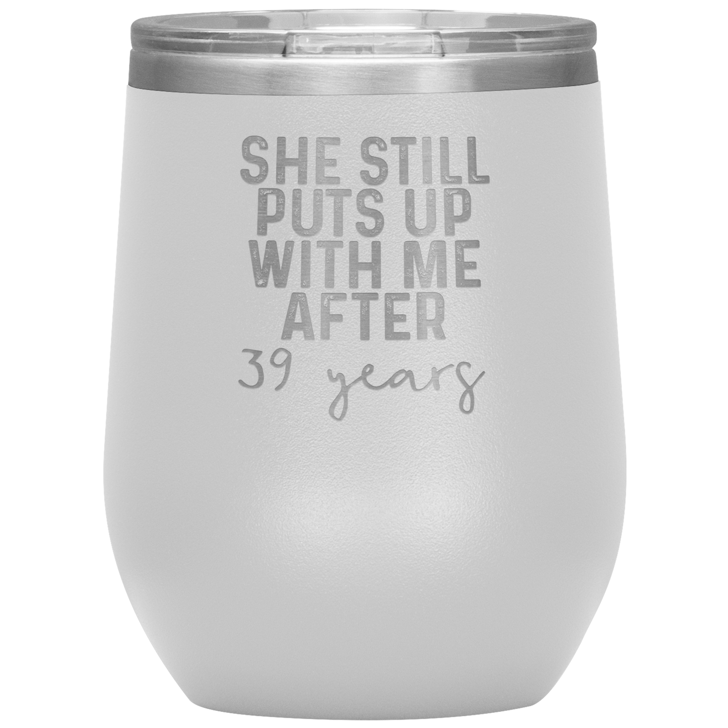 39th Anniversary Wine Tumbler, Gifts, Travel Wine Cup, Birthday Gifts for Men and Women