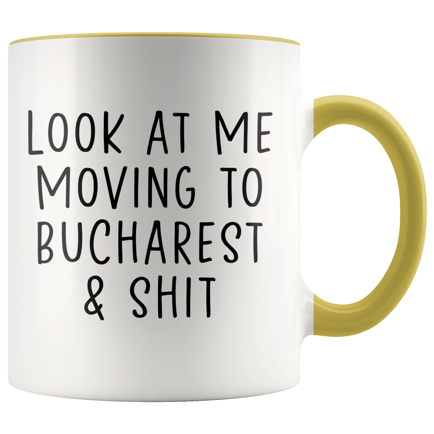 Moving to Bucharest Romania Gifts, Coffee Mug, Two Tone Accent Cup, Birthday Gift for Men and Women