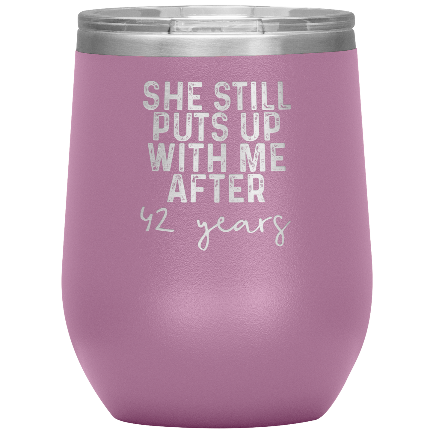 42nd Anniversary Wine Tumbler, Gifts, Travel Wine Cup, Birthday Gifts for Men and Women