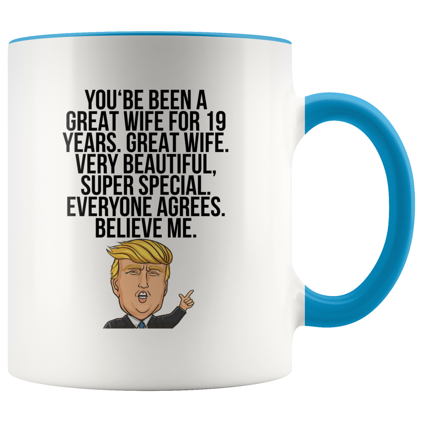 19th Anniversary Gifts, Coffee Mug, Two Tone Accent Cup, Birthday Gift for Men and Women