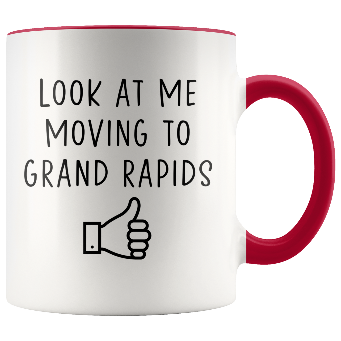 Moving to Grand Rapids Gifts, Moving Away Coffee Mug, Two Tone Accent Cup, Birthday Gift for Men and Women