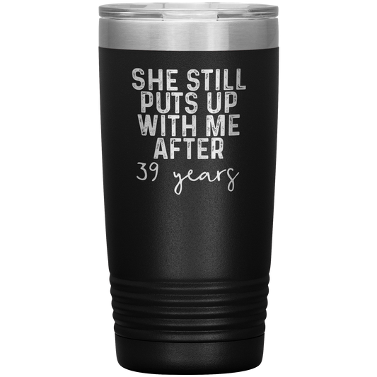 39th Anniversary Gifts for Husband, Coffee Mug, Tumbler, Birthday Gifts for Men and Women