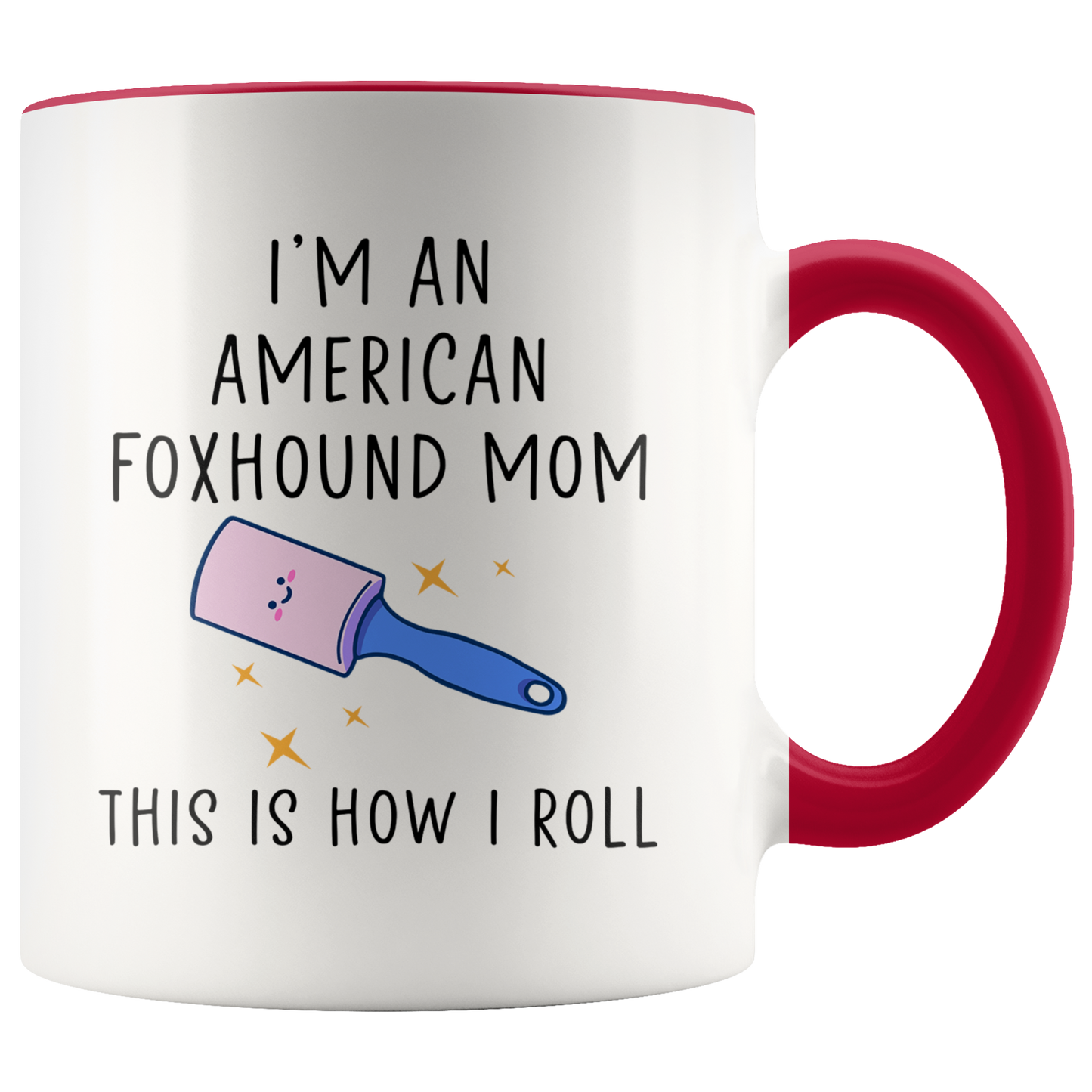 American Foxhound Mom Gifts, American Foxhound Mom Coffee Mug, Two Tone Accent Cup, Birthday Gift for Men and Women