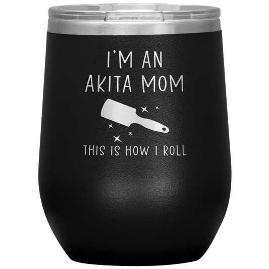 Akita Mom Wine Tumbler, Funny Travel Wine Cup, Birthday Gifts for Men and Women