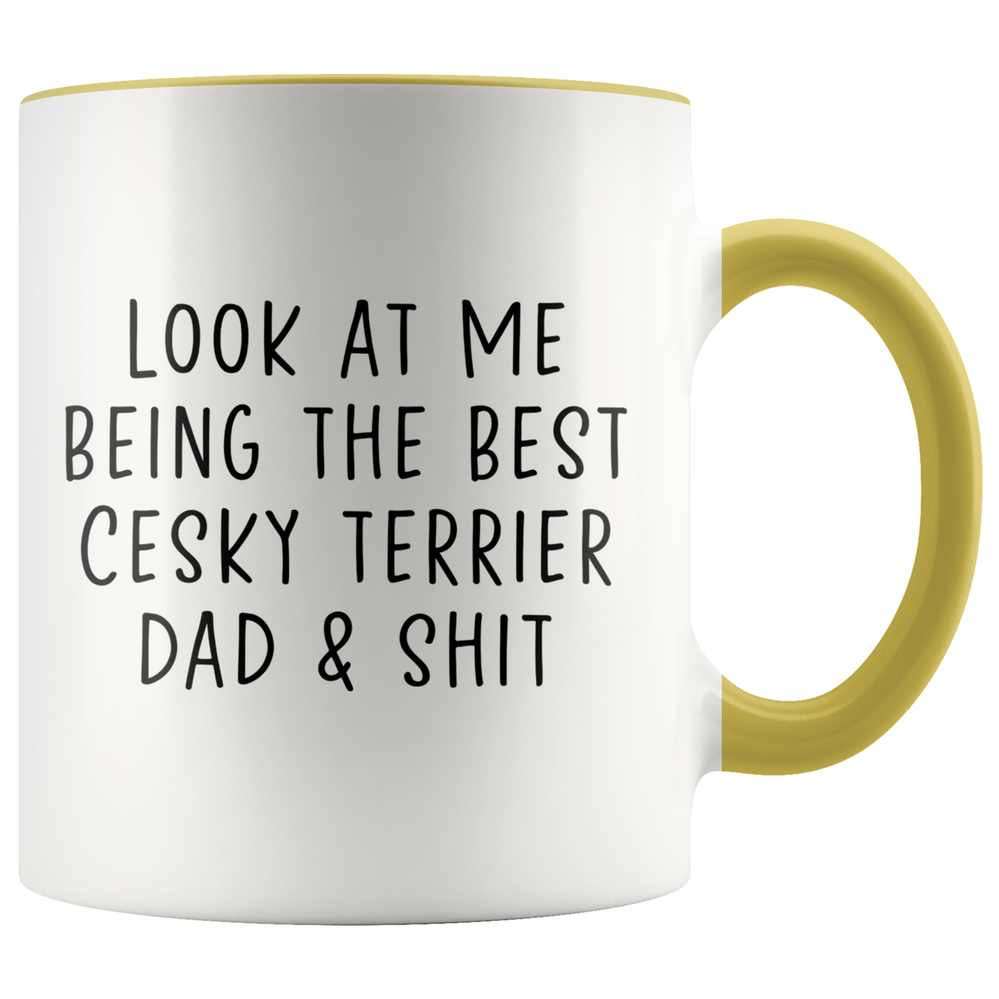 Cesky Terrier Dad Gifts, Coffee Mug, Two Tone Accent Cup, Birthday Gift for Men and Women