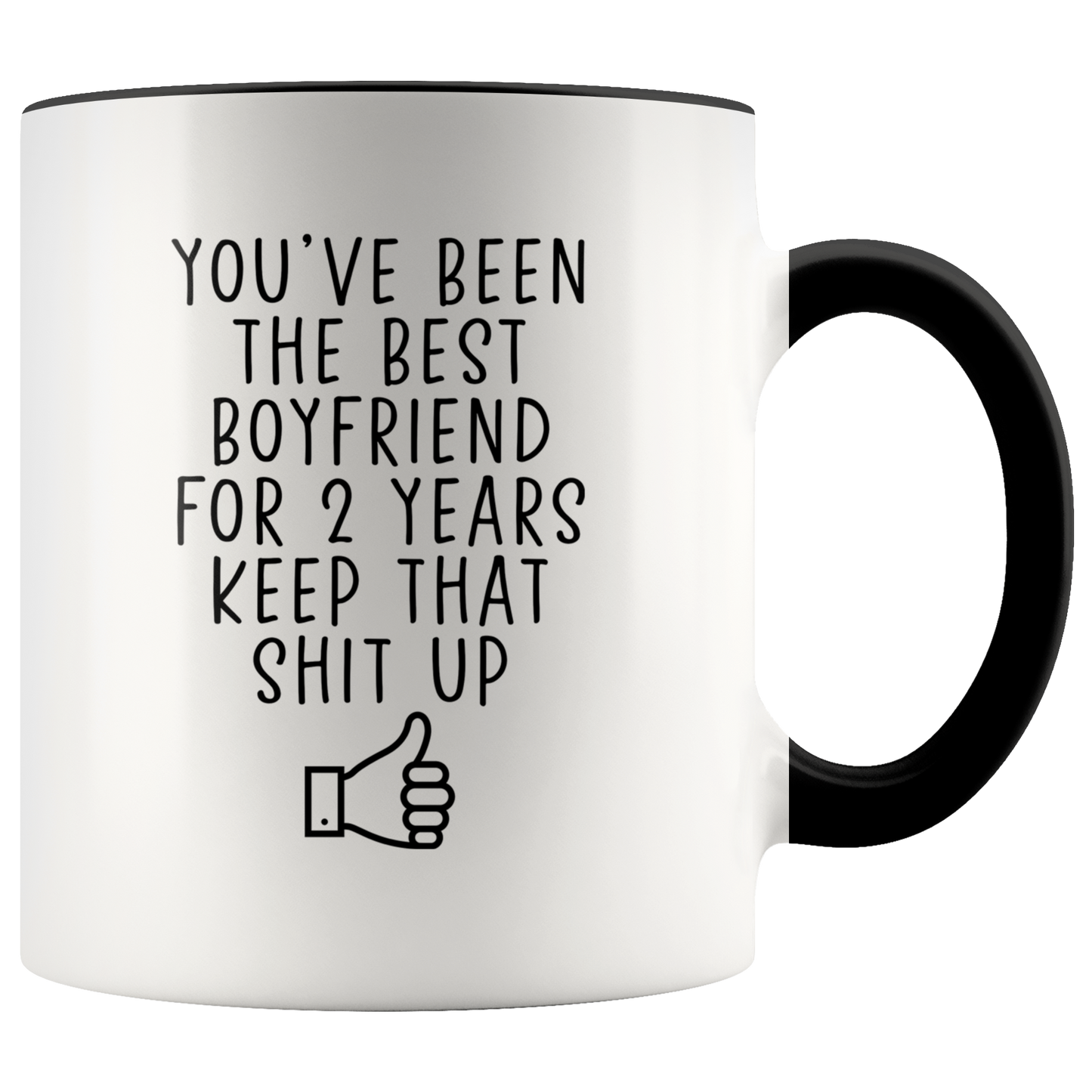 2 Years Dating Boyfriend Gifts, BF Coffee Mug, Two Tone Accent Cup, Birthday Gift for Men and Women