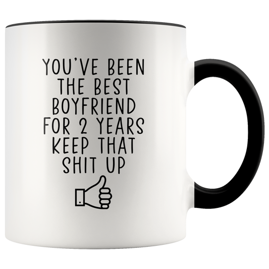 2 Years Dating Boyfriend Gifts, BF Coffee Mug, Two Tone Accent Cup, Birthday Gift for Men and Women