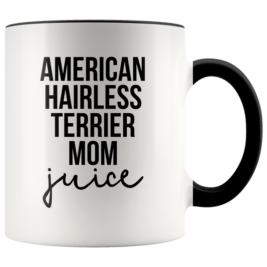 American Hairless Terrier Mom Gifts, Coffee Mug, Two Tone Accent Cup, Birthday Gift for Men and Women