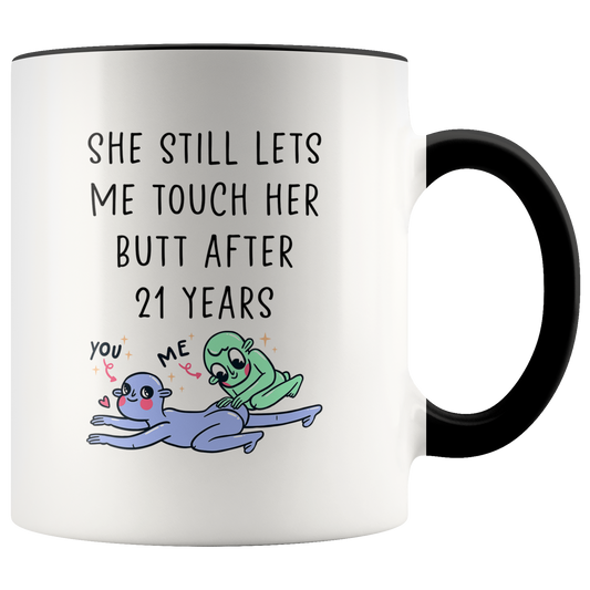 21st Anniversary Gifts, 21 Year Coffee Mug for Husband, Two Tone Accent Cup for Him, Birthday Gift for Men and Women