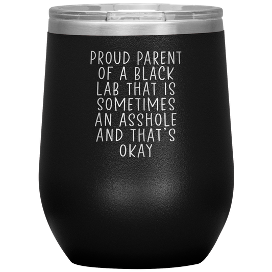 Black Lab Mom Dad Wine Tumbler, Gifts, Travel Wine Cup, Birthday Gifts for Men and Women