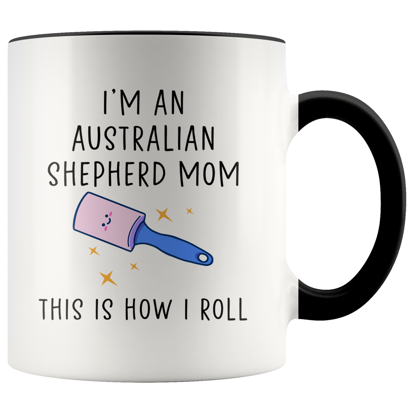 Australian Shepherd Mom Gifts, Coffee Mug, Two Tone Accent Cup, Birthday Gift for Men and Women