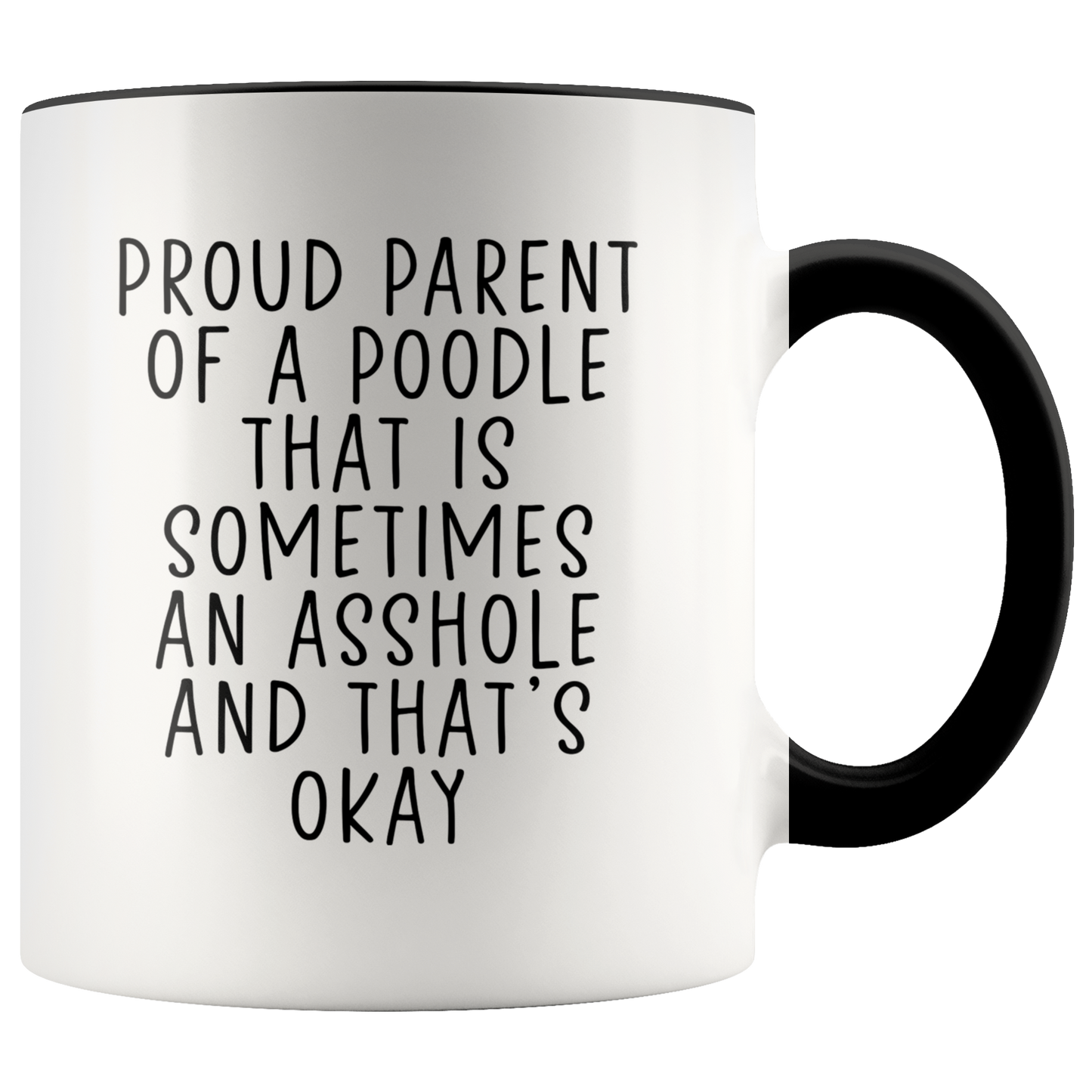 Poodle Mom Dad Gifts, Coffee Mug, Two Tone Accent Cup, Birthday Gift for Men and Women