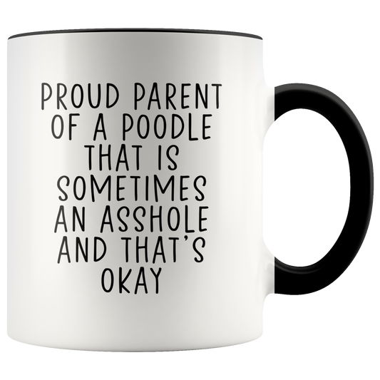 Poodle Mom Dad Gifts, Coffee Mug, Two Tone Accent Cup, Birthday Gift for Men and Women