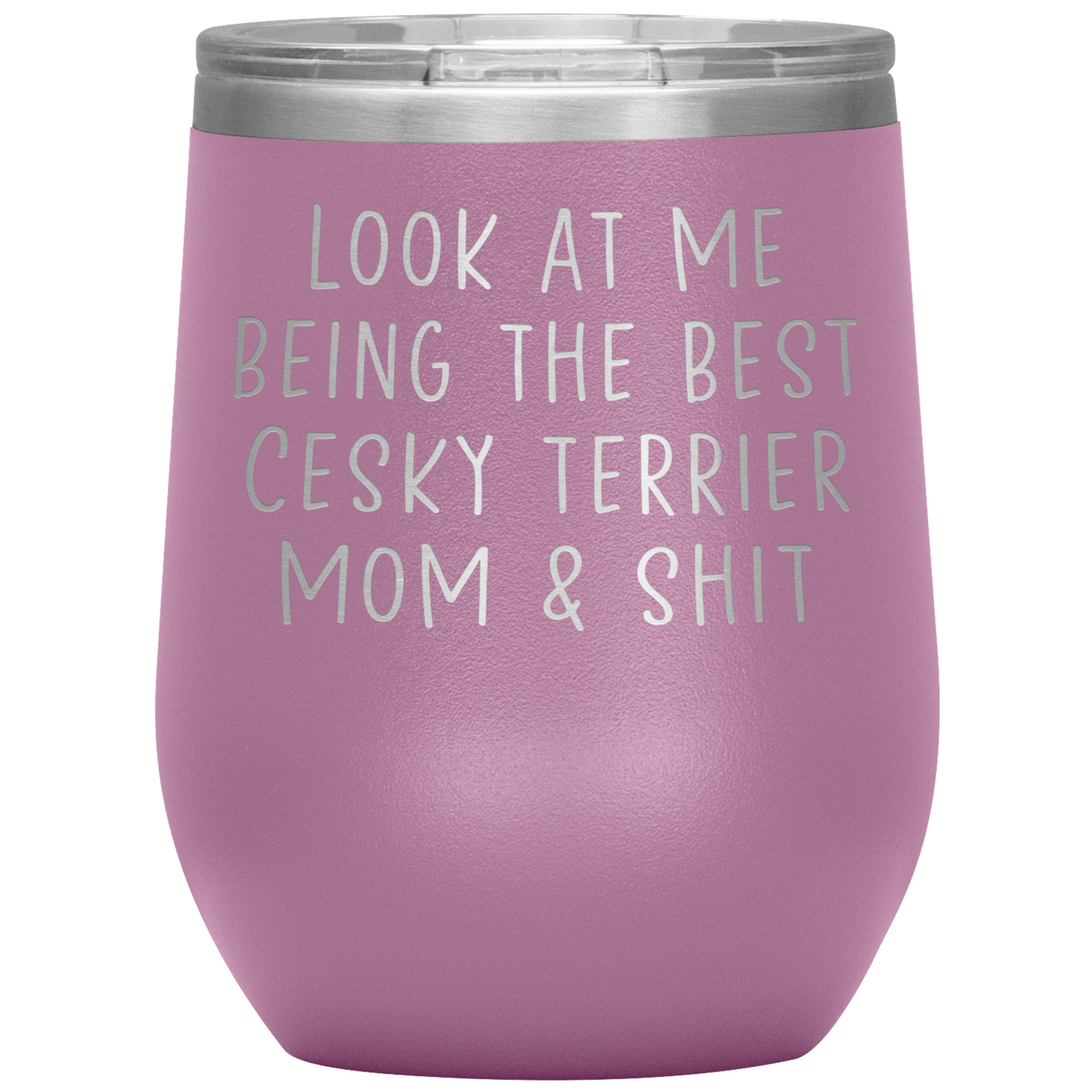 Cesky Terrier Mom Wine Tumbler, Funny Gifts, Travel Wine Cup, Birthday Gifts for Men and Women