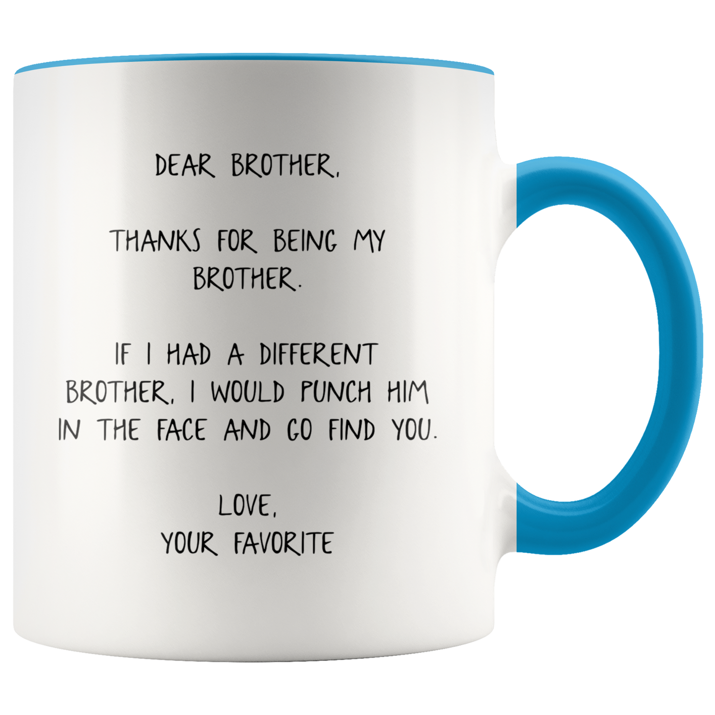 Brother Gifts, Coffee Mug, Two Tone Accent Cup, Birthday Gift for Men and Women