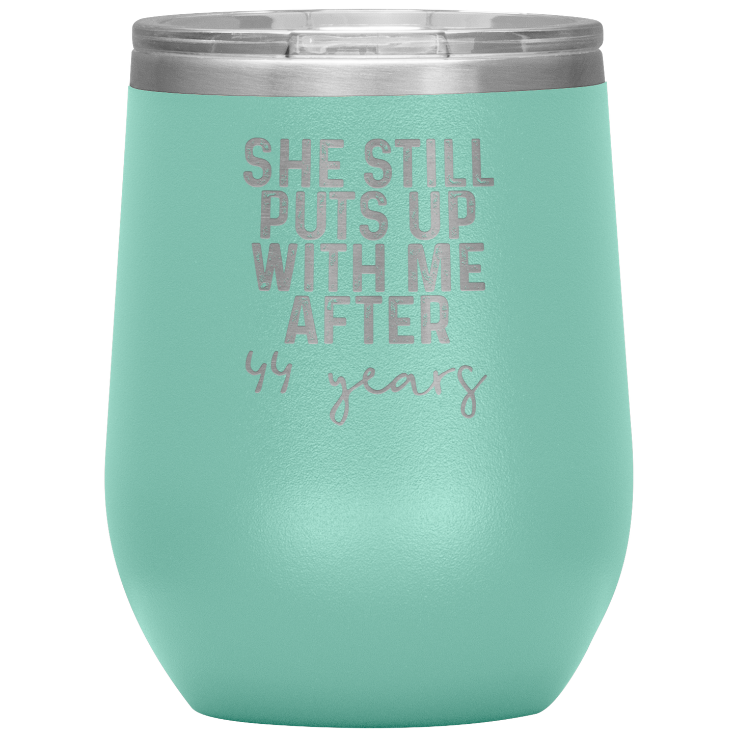 44th Anniversary Wine Tumbler, Gifts, Travel Wine Cup, Birthday Gifts for Men and Women