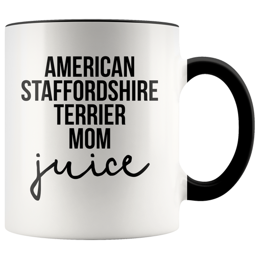 American Staffordshire Terrier Mom Gifts, American Staffordshire Terrier Mom Coffee Mug, Two Tone Accent Cup, Birthday Gift for Men and Women