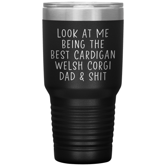 Cardigan Welsh Corgi Dad Tumbler, Funny Travel Coffee Mug, Birthday Gifts for Men and Women