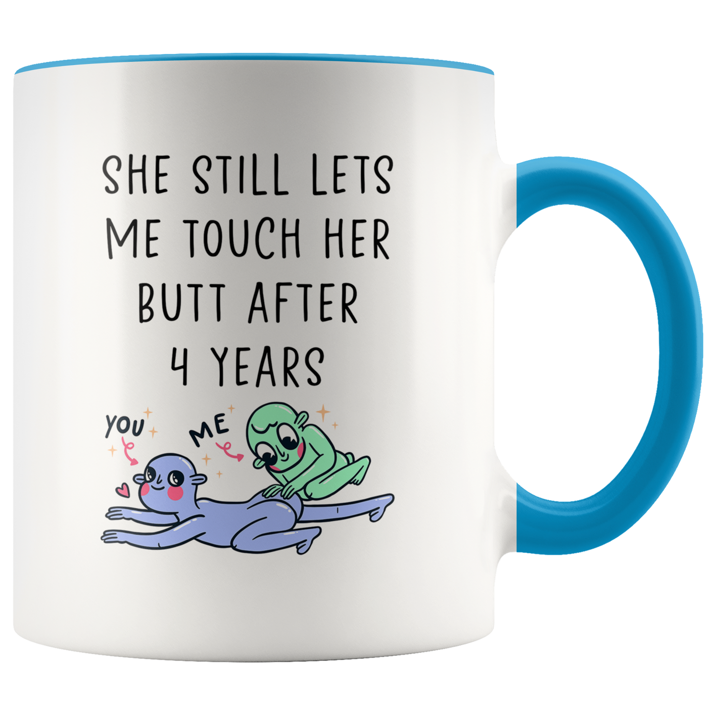 4th Anniversary Husband Accent Mug, 4 Year Anniversary Gifts, Coffee Mug, Birthday Gifts for Men and Women