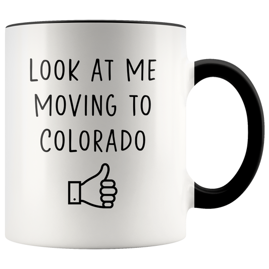 Moving to Colorado Gifts, Moving Away Coffee Mug, Two Tone Accent Cup, Birthday Gift for Men and Women