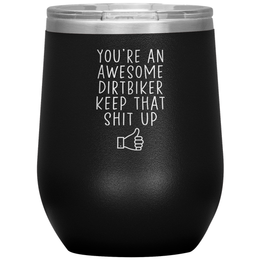 Dirtbike Wine Tumbler, Dirt Biker Gifts, Travel Wine Cup, Birthday Gifts for Men and Women