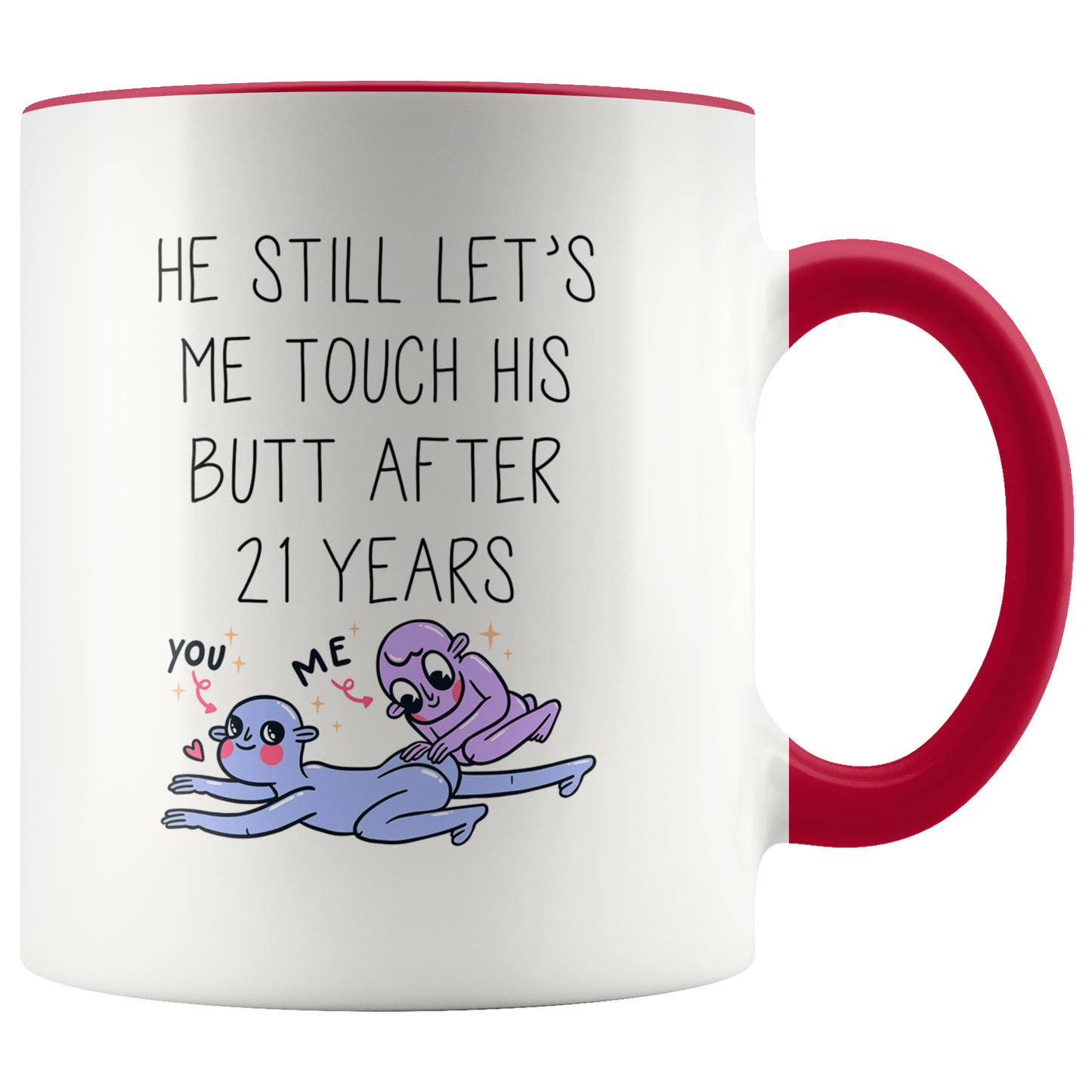 21st Anniversary Gifts, 21 Year Coffee Mug for Wife, Two Tone Accent Cup for Her, Birthday Gift for Men and Women