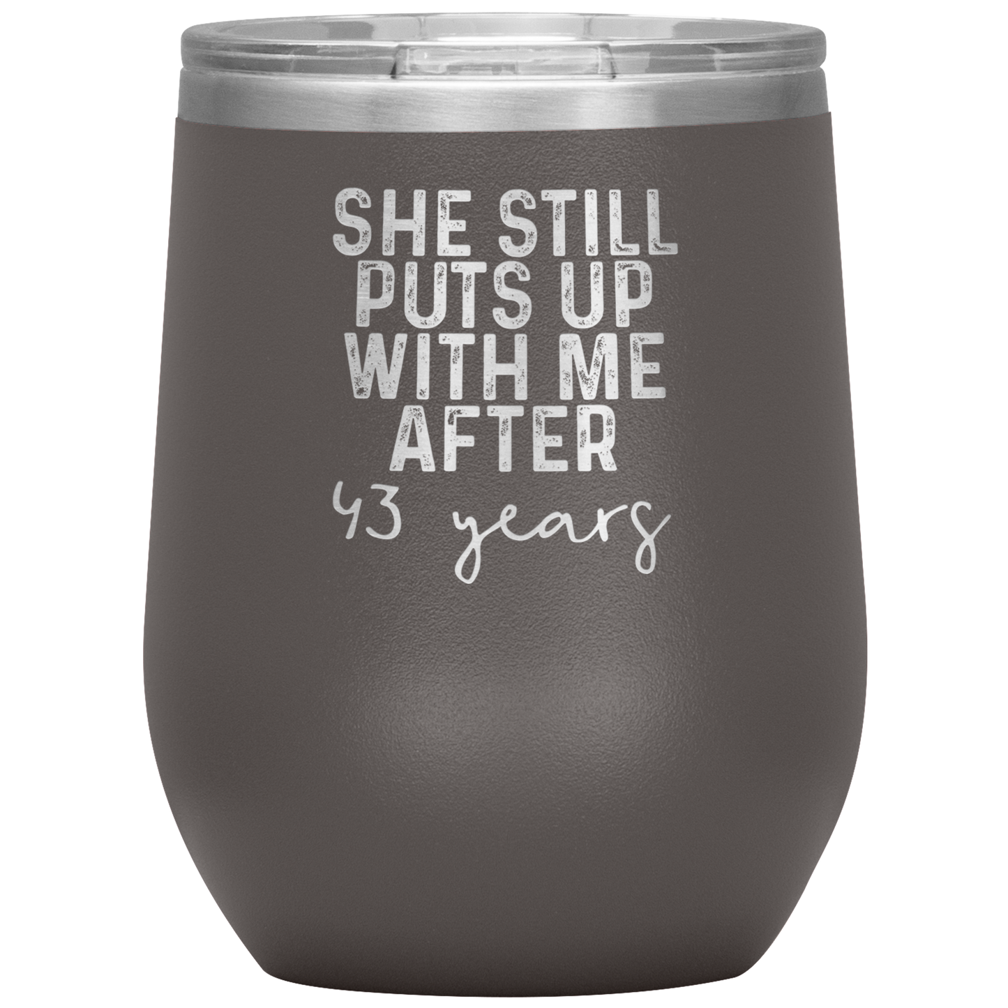 43rd Anniversary Wine Tumbler, Gifts, Travel Wine Cup, Birthday Gifts for Men and Women