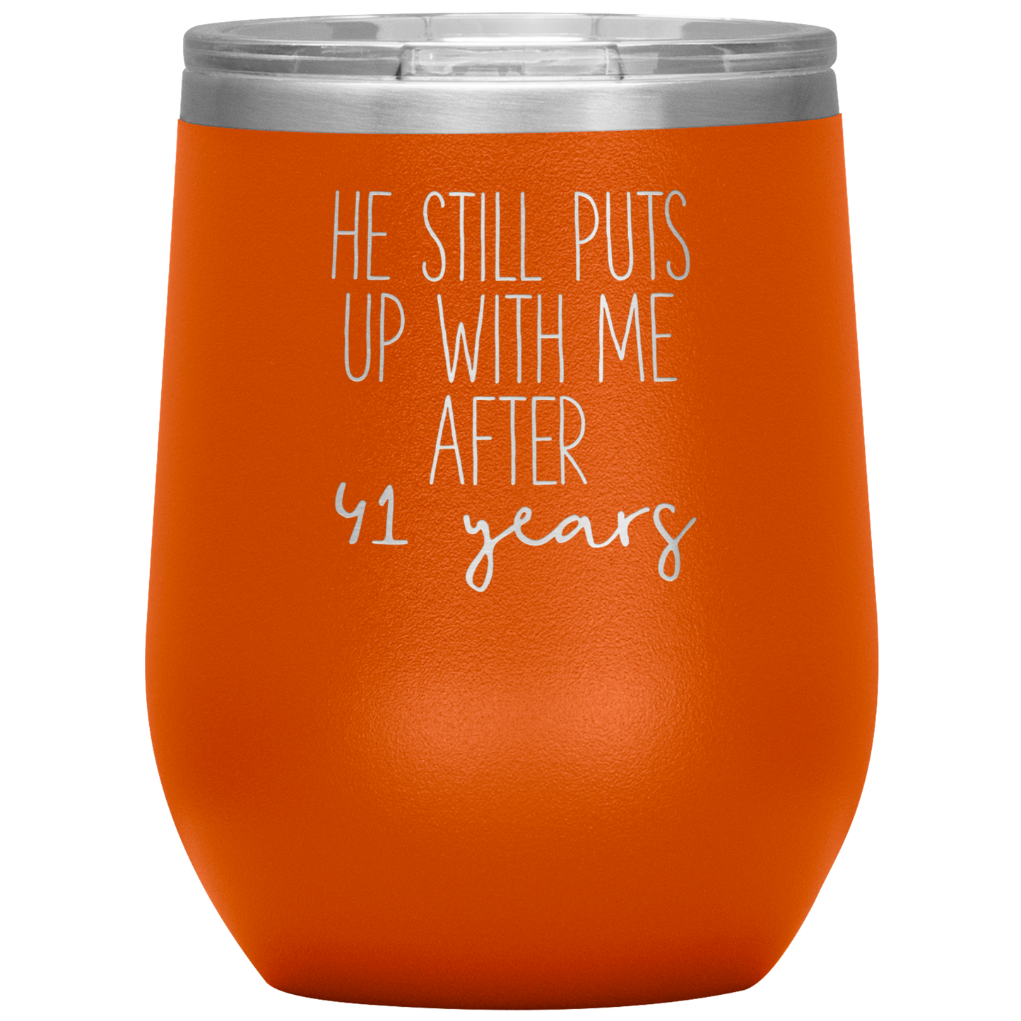 41st Anniversary Wine Tumbler, Gifts for Husband or Wife, Travel Wine Cup, Birthday Gifts for Men and Women