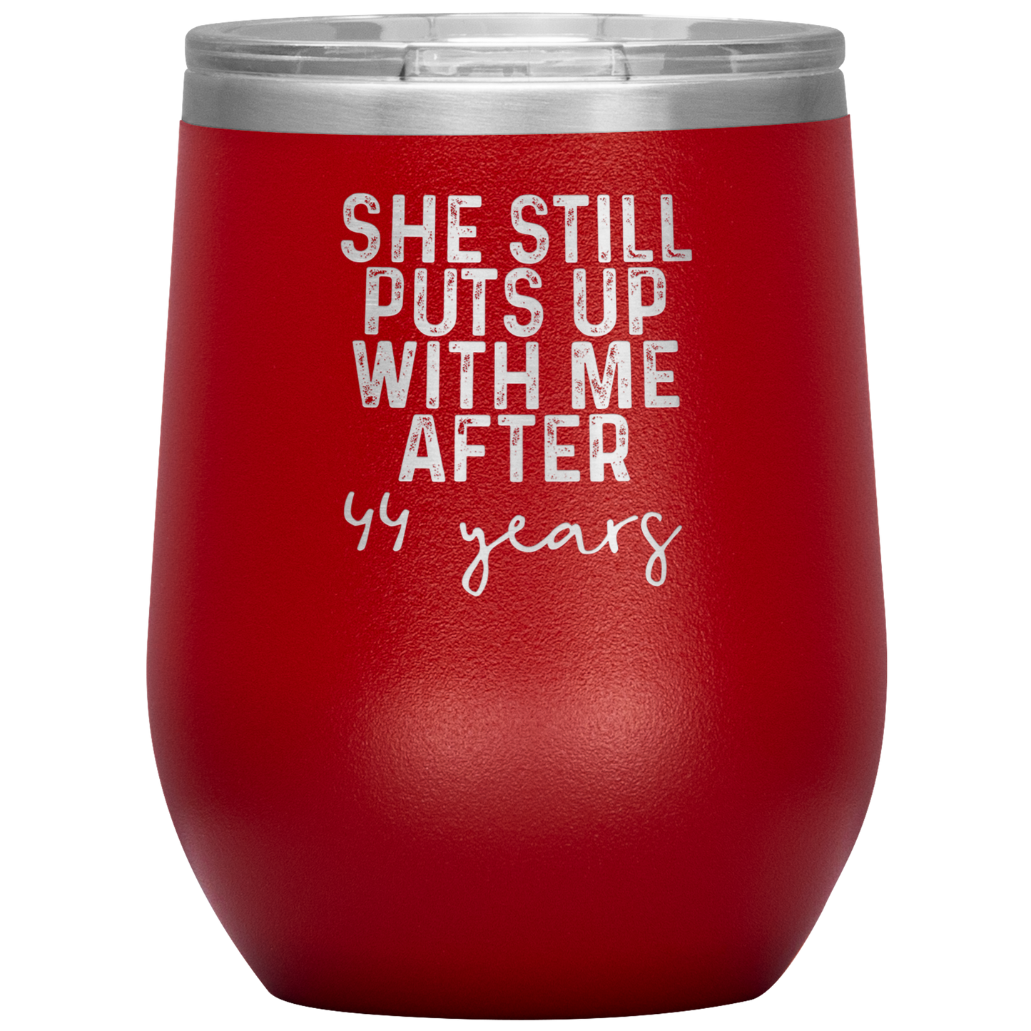 44th Anniversary Wine Tumbler, Gifts, Travel Wine Cup, Birthday Gifts for Men and Women