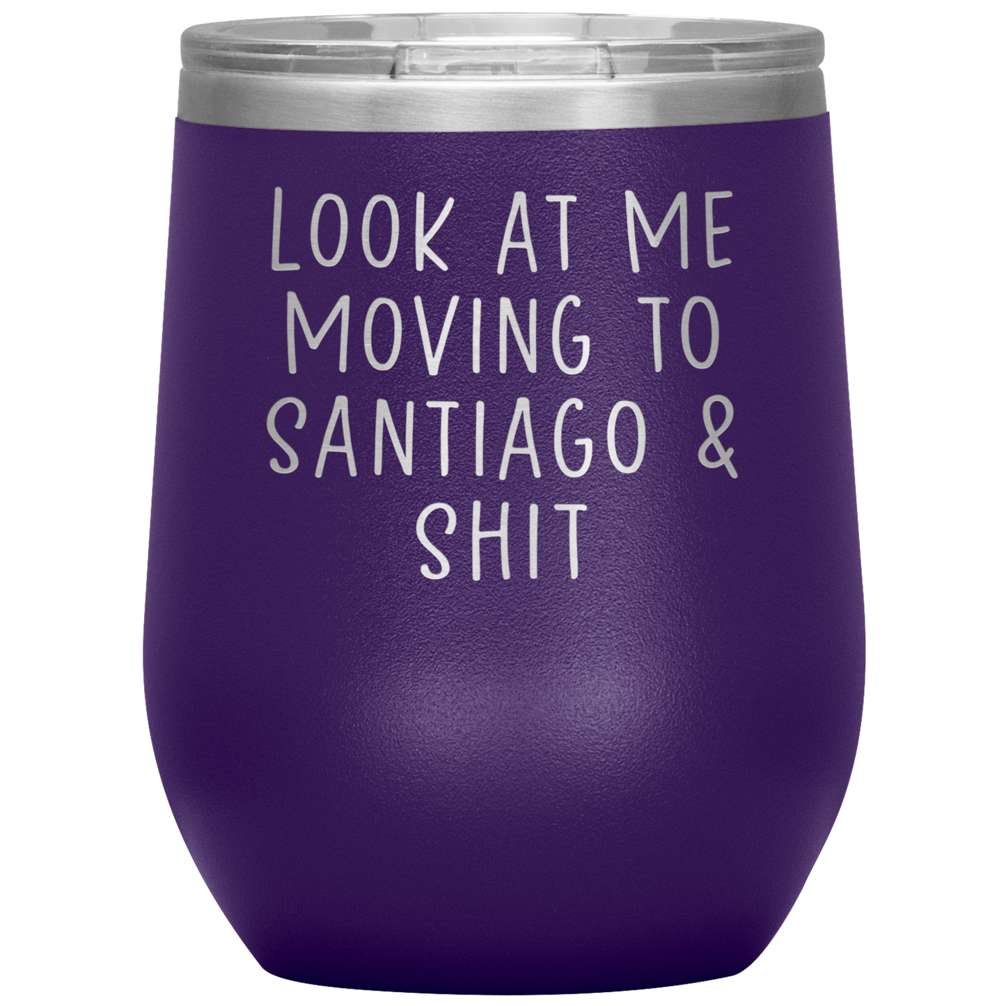 Moving to Santiago Chile Wine Tumbler, Funny Travel Wine Cup, Birthday Gifts for Men and Women