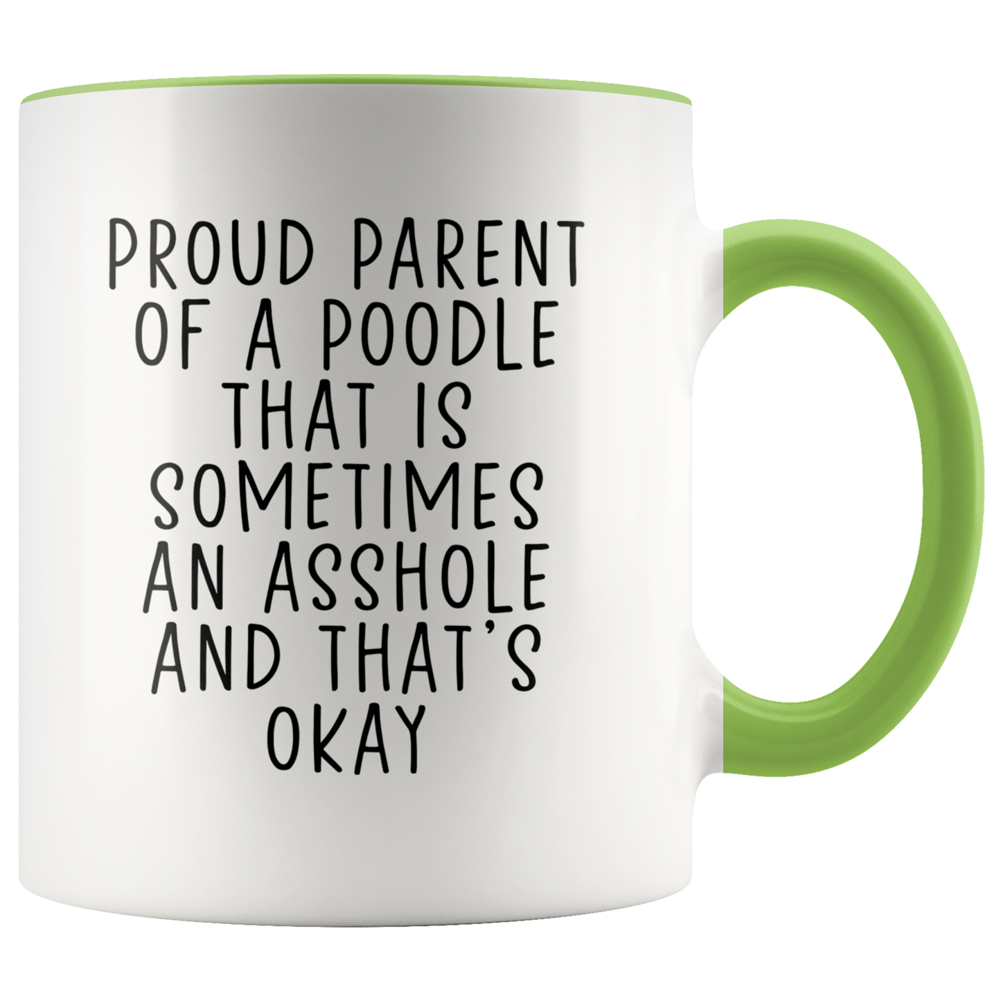 Poodle Mom Dad Gifts, Coffee Mug, Two Tone Accent Cup, Birthday Gift for Men and Women