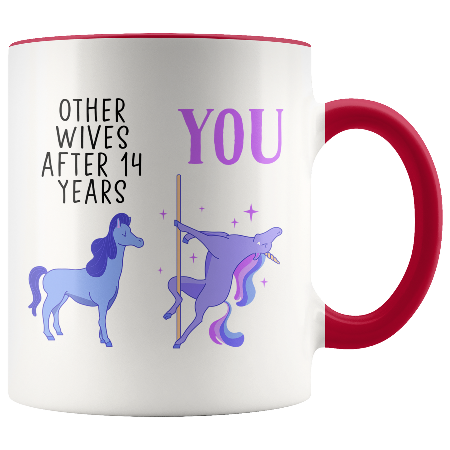 14th Anniversary Gifts, Coffee Mug, Two Tone Accent Cup, Birthday Gift for Men and Women