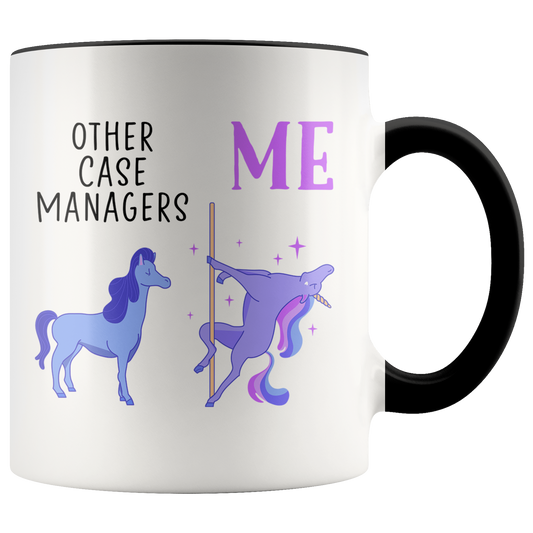 Case manager Gifts, Funny Coffee Mug, Two Tone Accent Cup, Birthday Gift for Men and Women