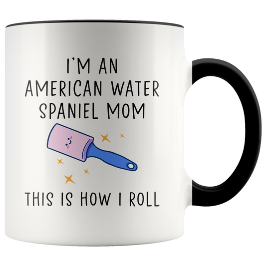 American Water Spaniel Mom Gifts, Coffee Mug, Two Tone Accent Cup, Birthday Gift for Men and Women