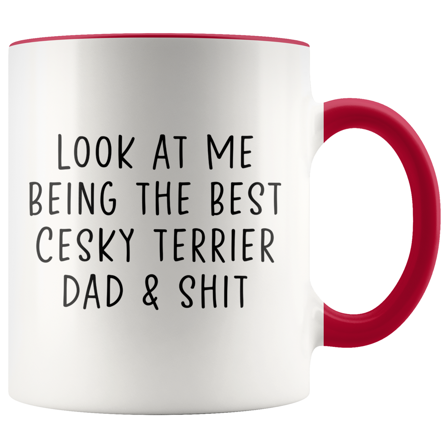 Cesky Terrier Dad Gifts, Coffee Mug, Two Tone Accent Cup, Birthday Gift for Men and Women