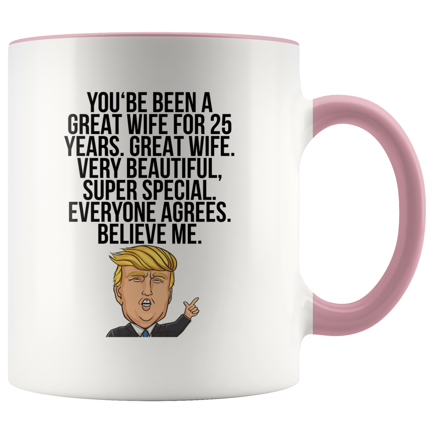 25th Anniversary Gifts, Coffee Mug, Two Tone Accent Cup, Birthday Gift for Men and Women