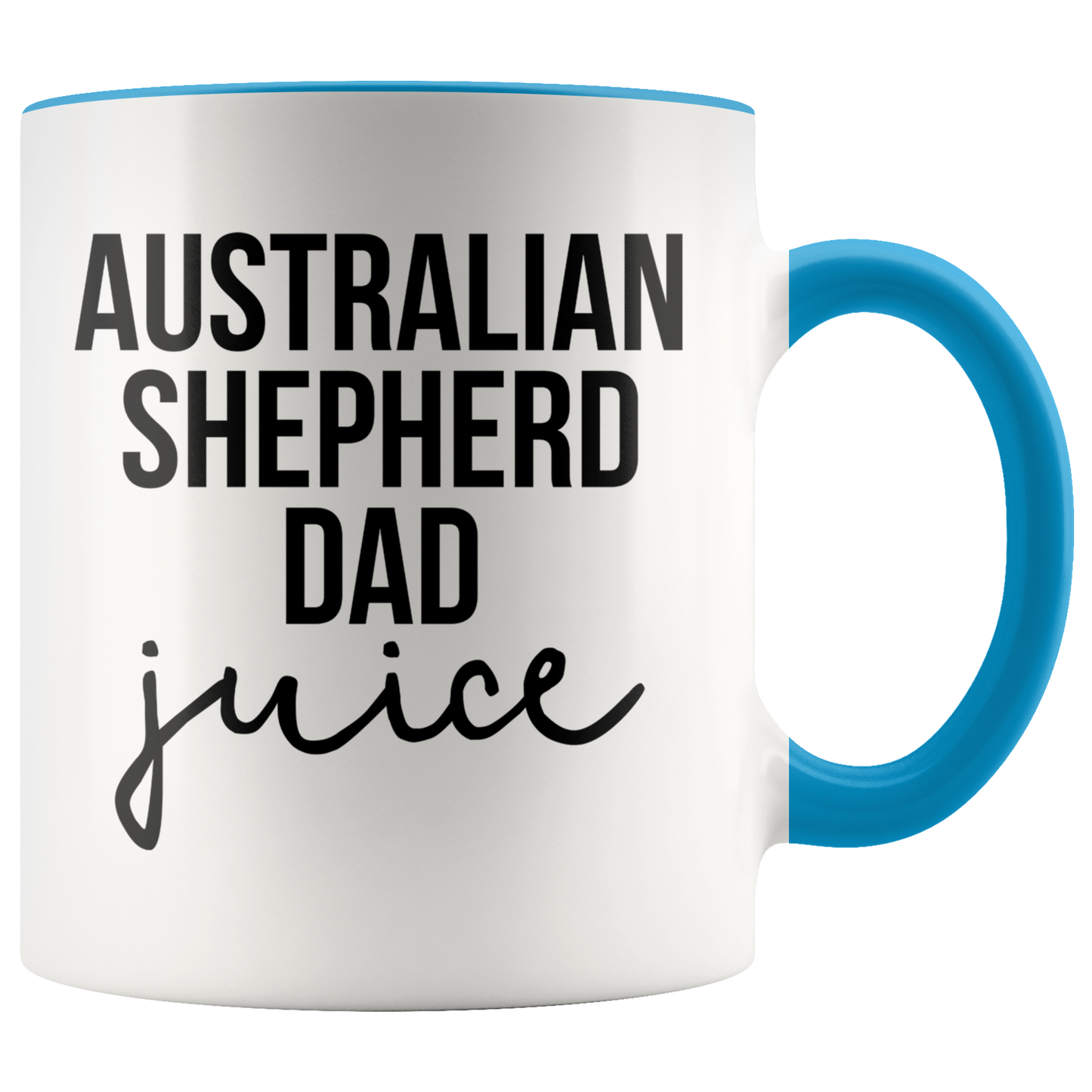 Australian Shepherd Dad Gifts, Coffee Mug, Two Tone Accent Cup, Birthday Gift for Men and Women