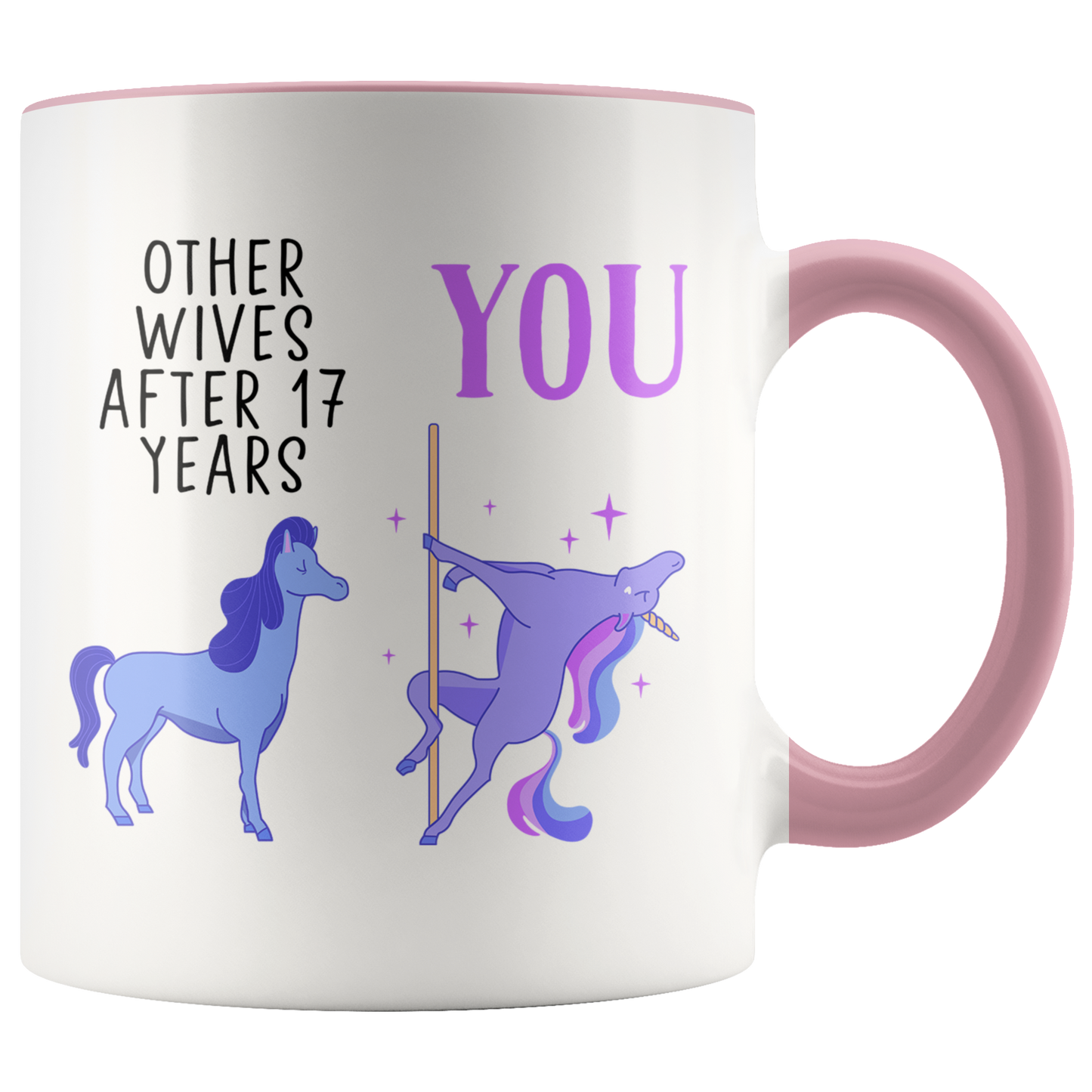 17th Anniversary Gifts, Coffee Mug, Two Tone Accent Cup, Birthday Gift for Men and Women