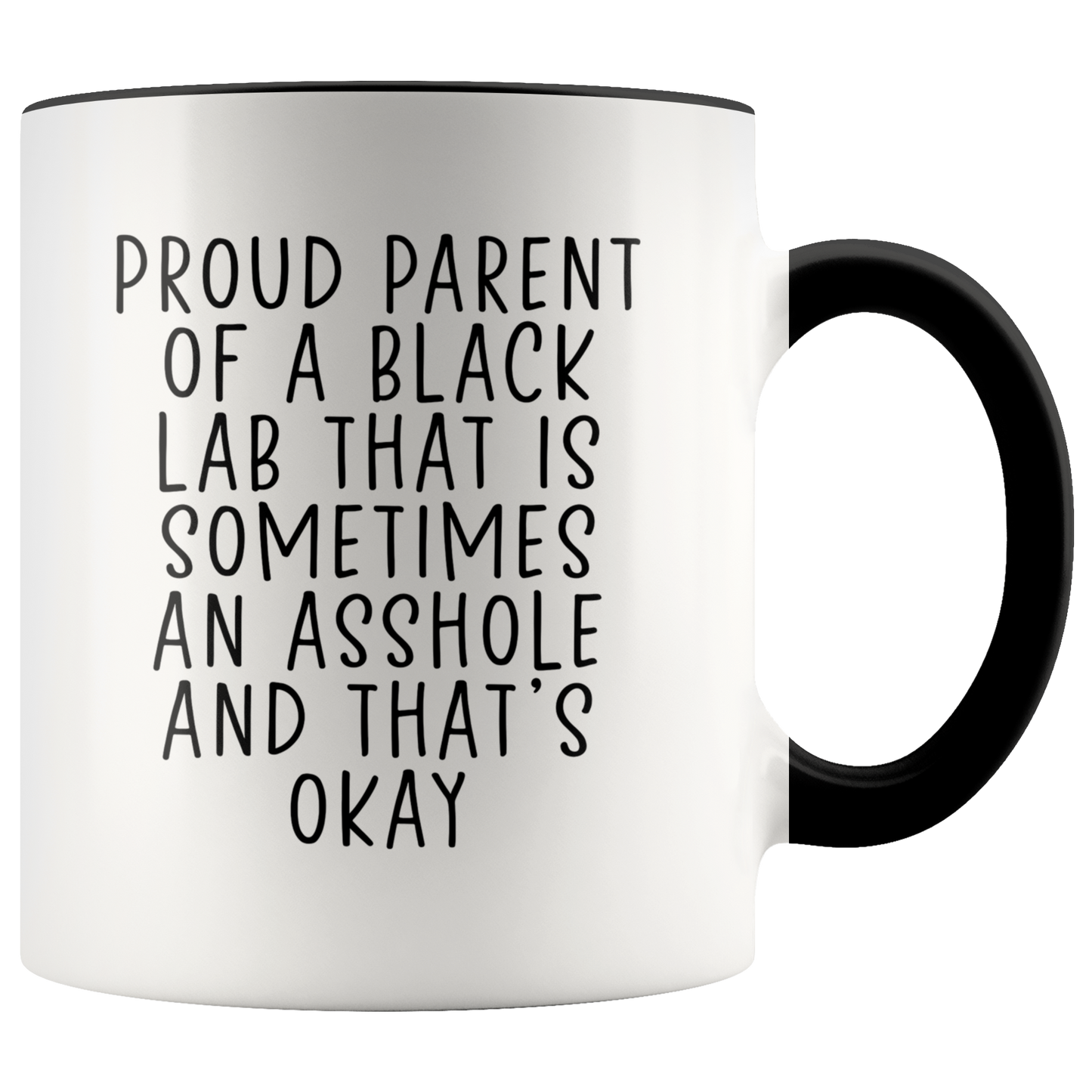 Black Lab Gifts, Coffee Mug, Two Tone Accent Cup, Birthday Gift for Men and Women